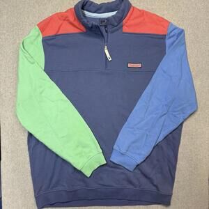 Vineyard Vines Pullover Sweatshirt Mens 2XL Shep Shirt Colorblock 1/4 Zip Prep